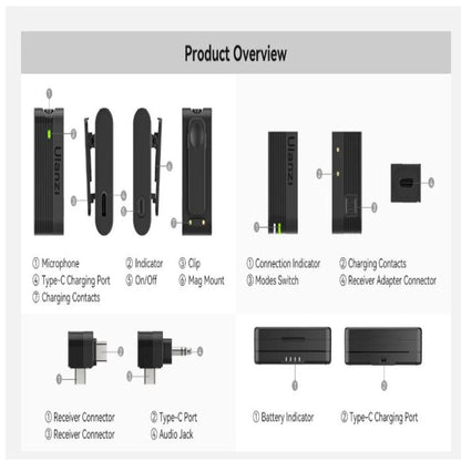 Ulanzi A100 Wireless Lavalier Microphone